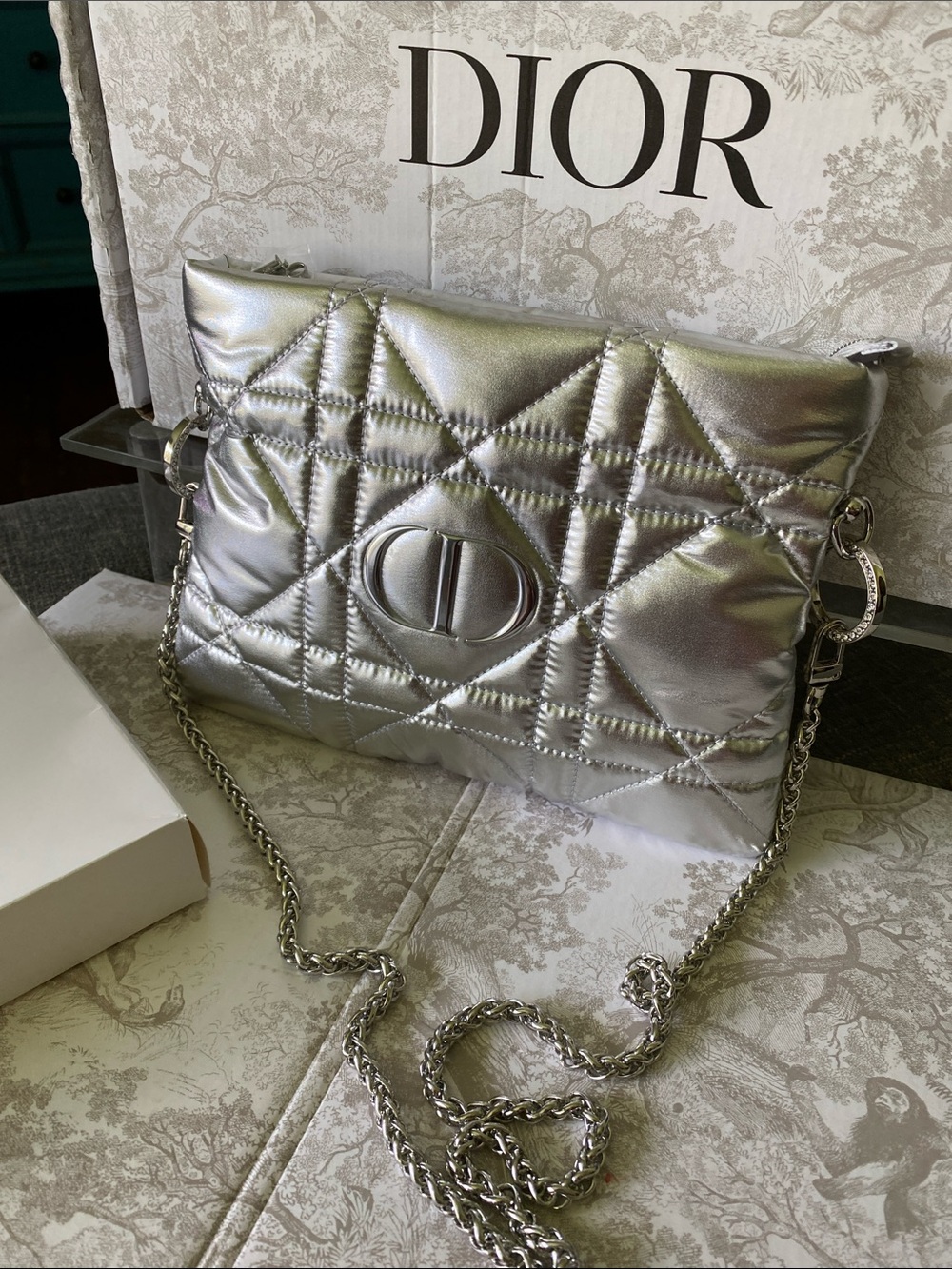 Dior Silver Limited Edition Quilted Pouch - Picture 3 of 11